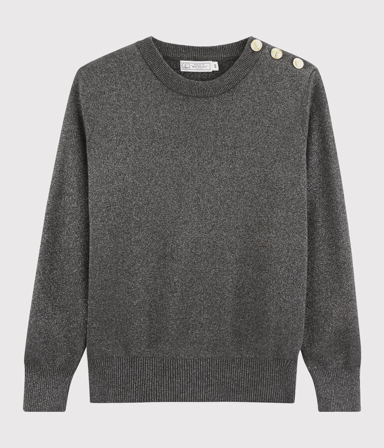 Jersey de algod&oacute;n brillante para mujer gris/gris