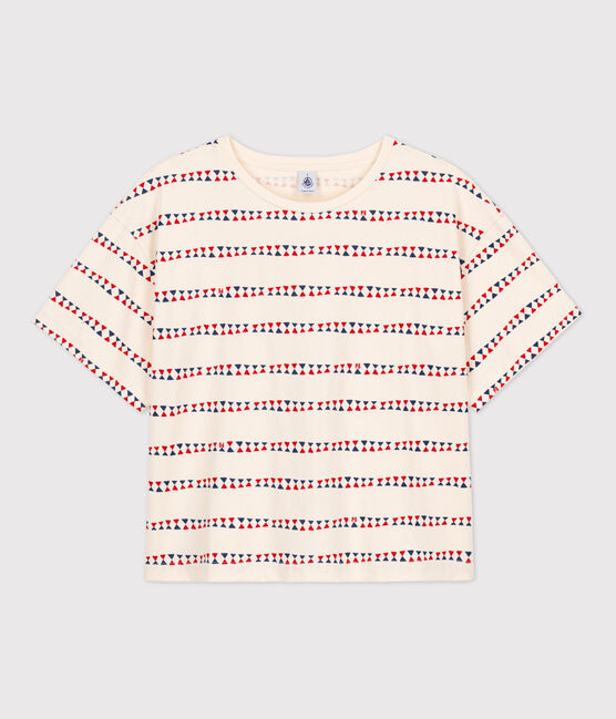 Camiseta LE BOXY de algodón para mujer blanco AVALANCHE+STOP/ MULTICO