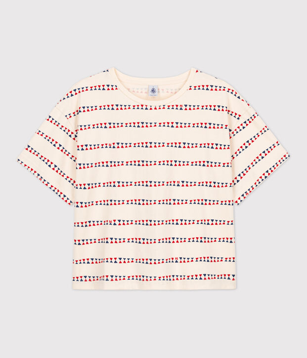 Camiseta LE BOXY de algod&oacute;n para mujer crudo/rojo/multicolor