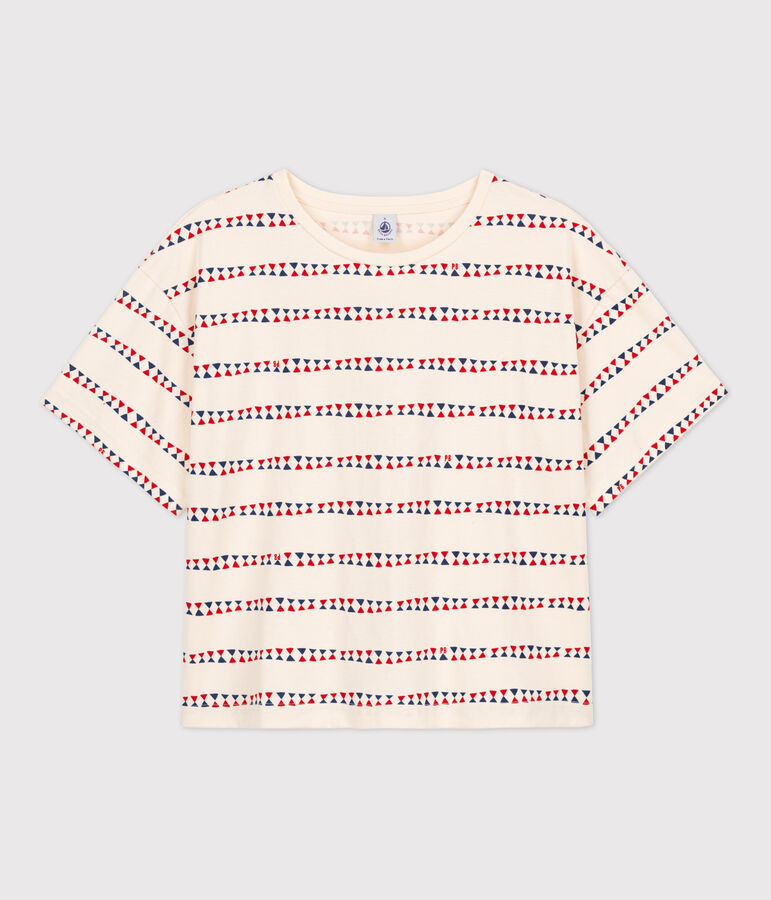 Camiseta LE BOXY de algod&oacute;n para mujer crudo/rojo/multicolor