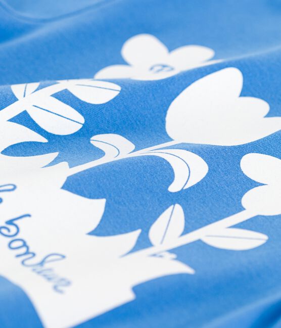 Camiseta de manga corta de algodón de niña azul BRASIER