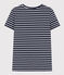 Camiseta LA RECTA de algodón con cuello redondo para mujer azul SMOKING/blanco MARSHMALLOW