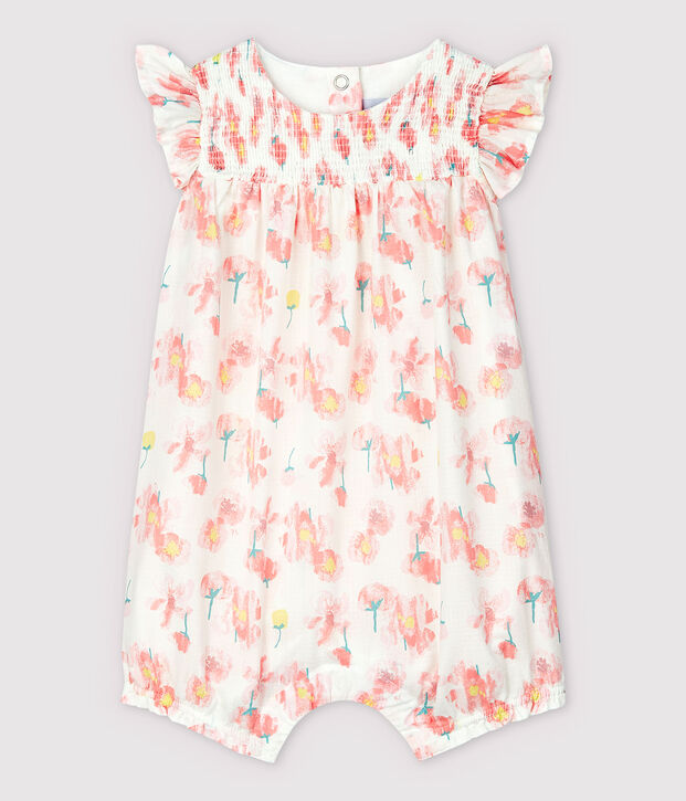Mono corto de popelina de beb&eacute; ni&ntilde;a blanco/multicolor
