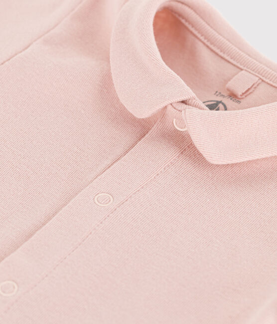 Body de algodón de manga corta con cuello para bebé rosa SALINE