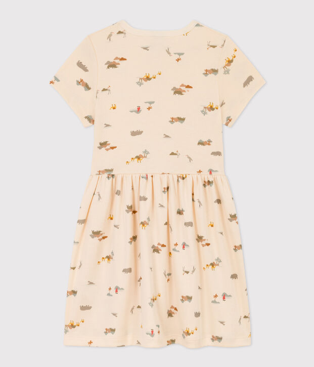 Vestido de algod&oacute;n estampado para ni&ntilde;a crudo/multicolor