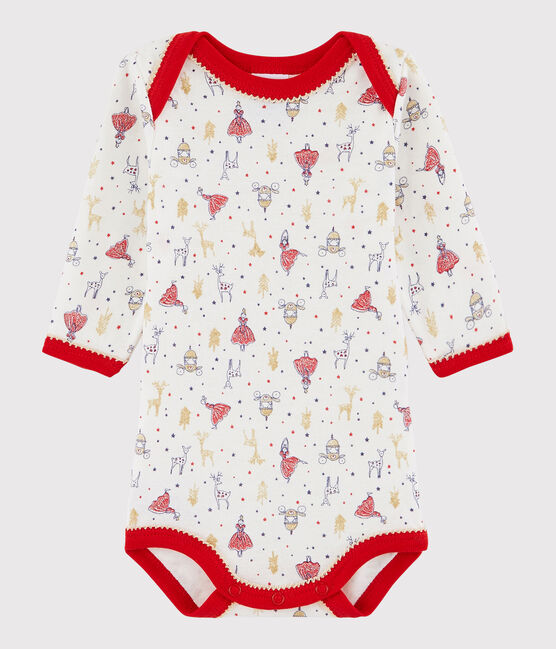 Bodi de manga larga de bebé niña blanco LAIT/blanco MULTICO