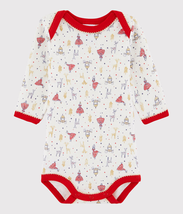 Bodi de manga larga de beb&eacute; ni&ntilde;a blanco/multicolor
