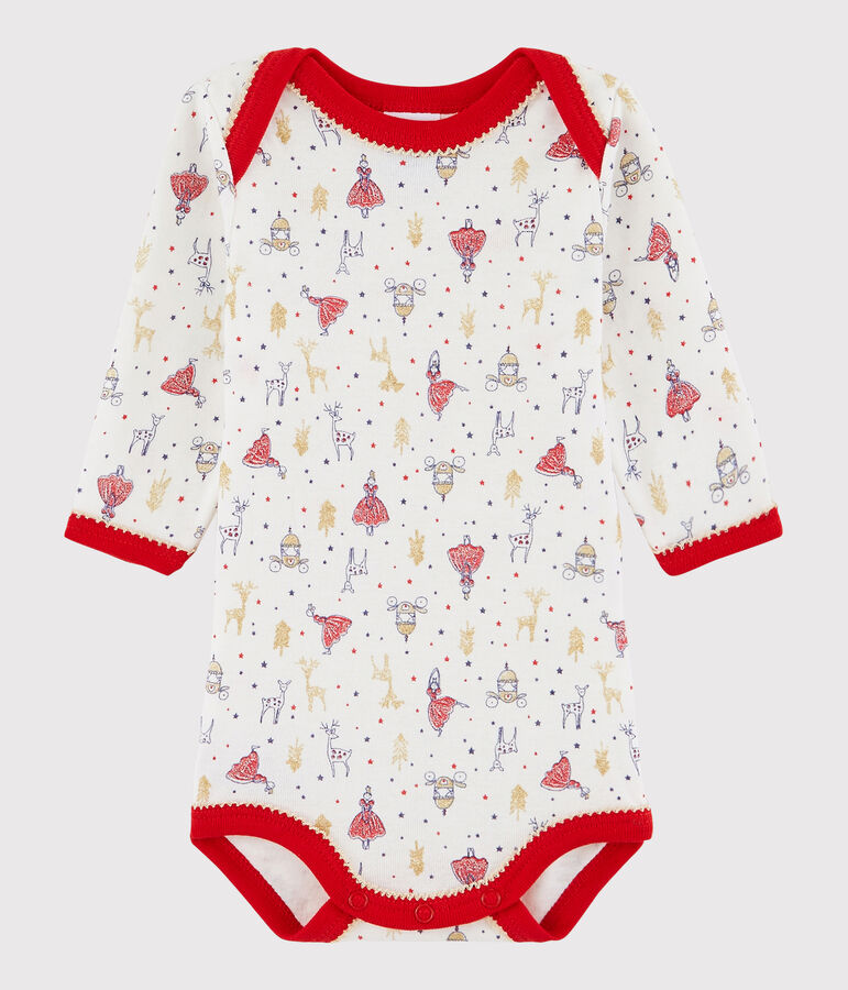 Bodi de manga larga de beb&eacute; ni&ntilde;a blanco LAIT/blanco MULTICO