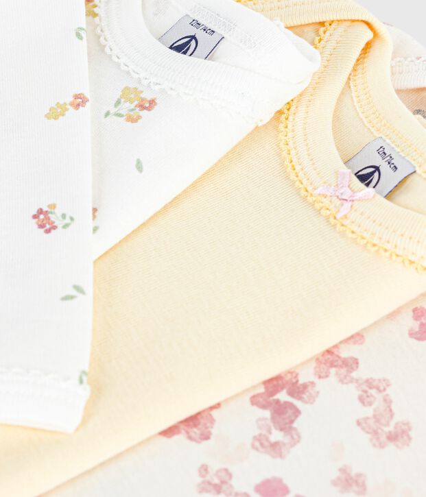 Juego de bodies de algod&oacute;n de manga larga con estampado de flores para beb&eacute; multicolor