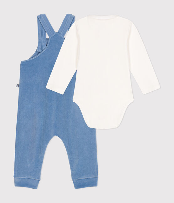 Conjunto de peto de terciopelo para bebé azul BEACH