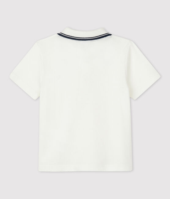 Polo de manga corta de algodón para bebé blanco MARSHMALLOW
