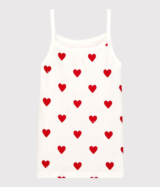 Camiseta de tirantes de algodón de mujer blanco MARSHMALLOW/rojo TERKUIT