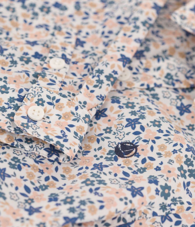 Camisa de popelina de ni&ntilde;o blanco/multicolor
