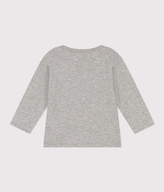Camiseta de manga larga de punto flameado para bebé gris CHATON CHINE