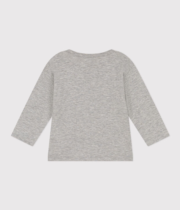 Camiseta de manga larga de punto flameado para beb&eacute; gris