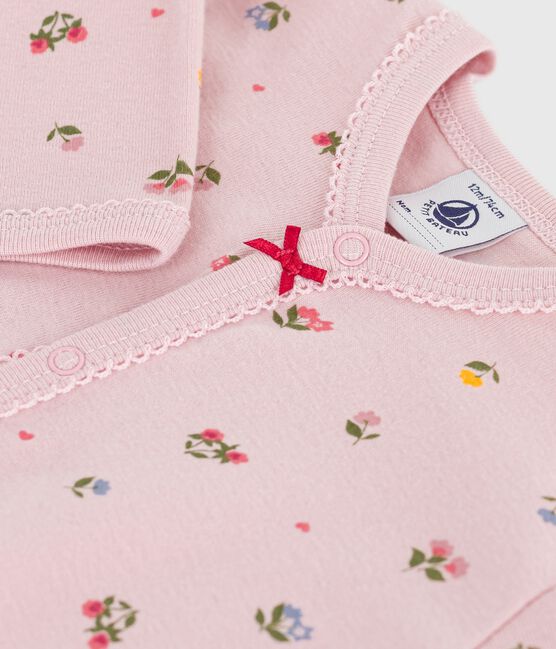Pijama sin pies de algodón con estampado de flores para bebé rosa JOLI/blanco MULTICO