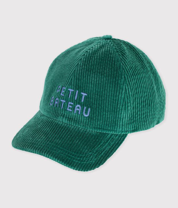Gorra infantil de pana lisa verde