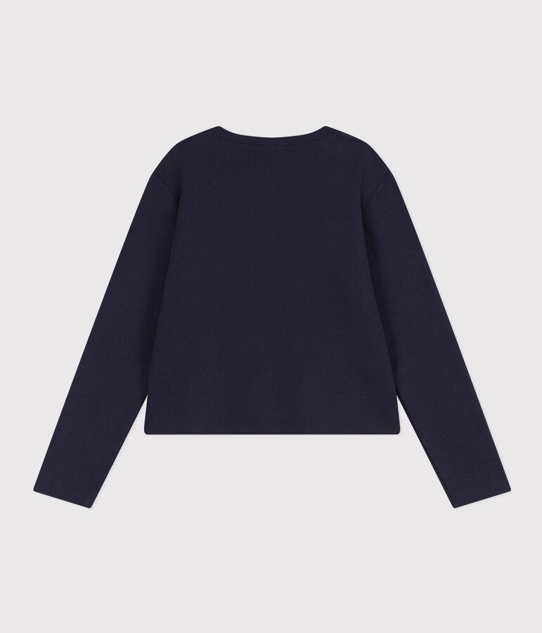 C&aacute;rdigan de algod&oacute;n con botones de presi&oacute;n para mujer azul