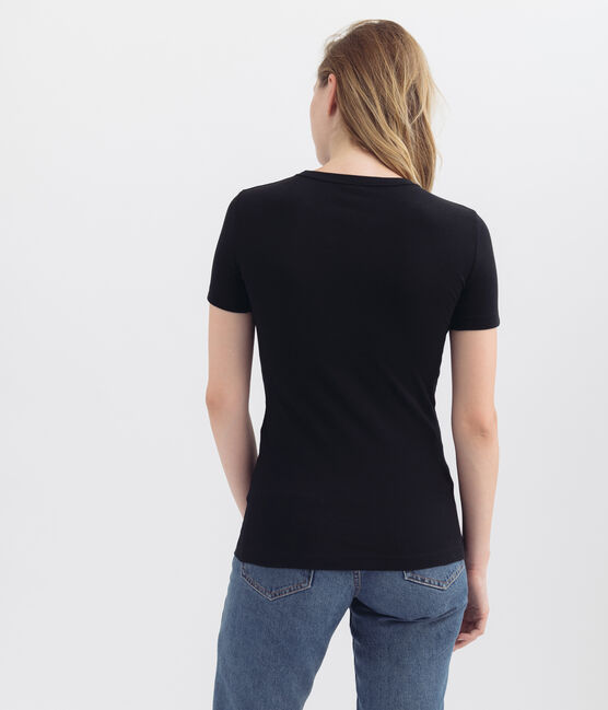 Camiseta de mujer icónica de manga corta negro NOIR