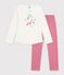 Pijama infantil de algod&oacute;n con estampado de dragones rosa/blanco