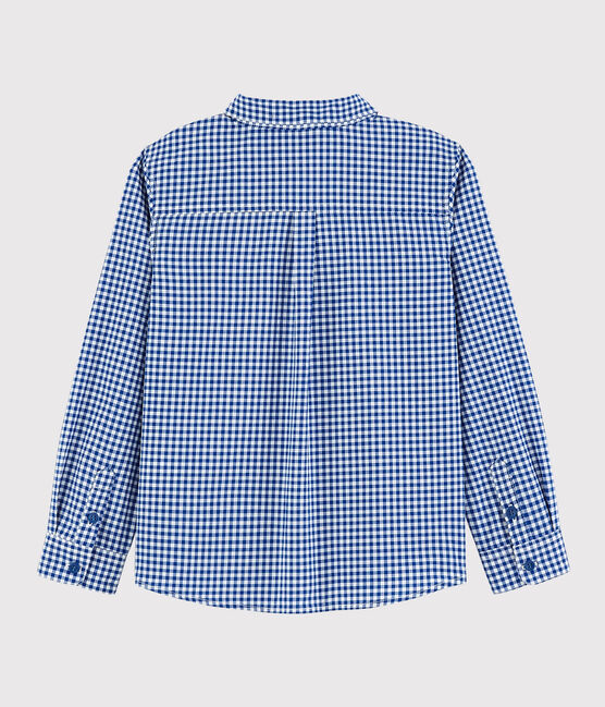 Camisa de manga larga de popelina de niño. blanco MARSHMALLOW/blanco MULTICO