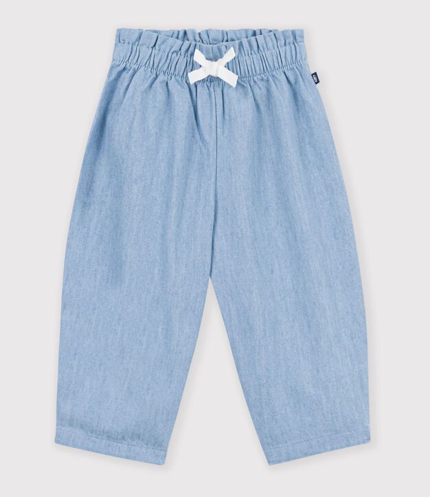 Pantal&oacute;n de chambray para beb&eacute; azul