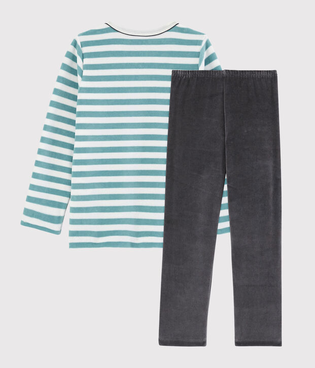 Pijama de terciopelo con ancla para ni&ntilde;o blanco/azul/multicolor