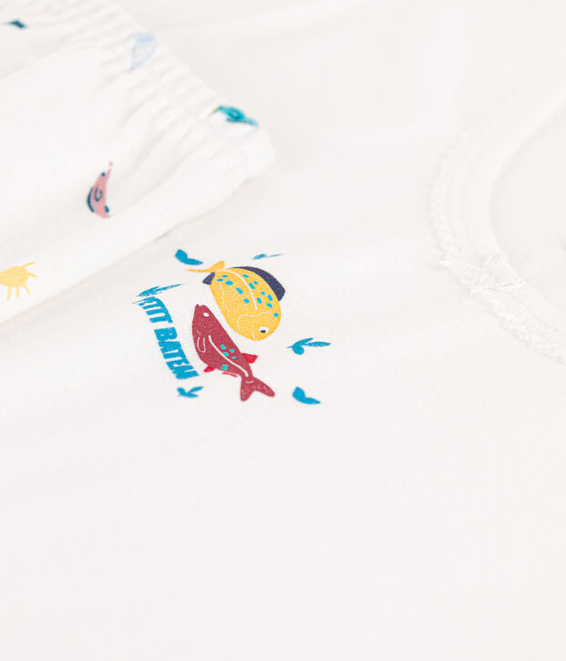 Pijama corto de algod&oacute;n con animales marinos para ni&ntilde;a blanco/multicolor