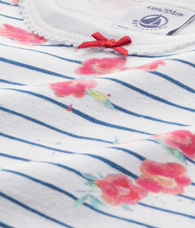 Camis&oacute;n estampado para ni&ntilde;a blanco/azul/multicolor