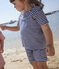 Shorts de punto flameado a rayas para niña azul MEDIEVAL/blanco MARSHMALLOW