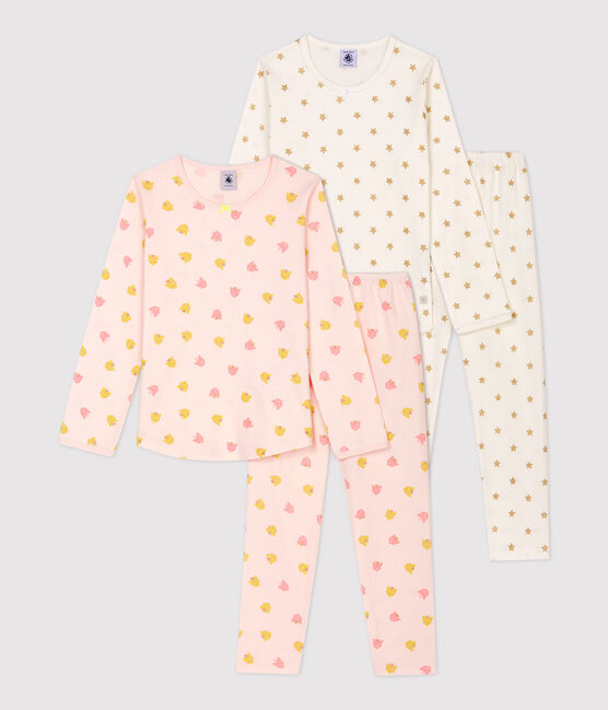 Juego de 2 pijamas con estampados de estrellas y panteras de niña de algodón variante 1