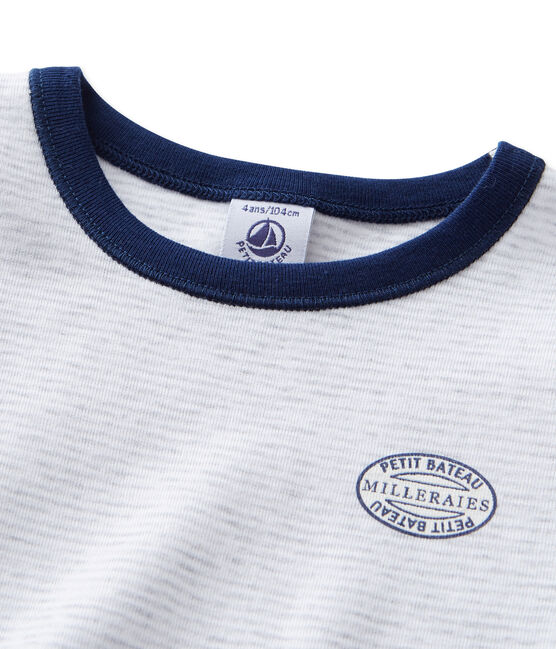 Pyjama garçon en milleraies gris POUSSIERE/blanco LAIT