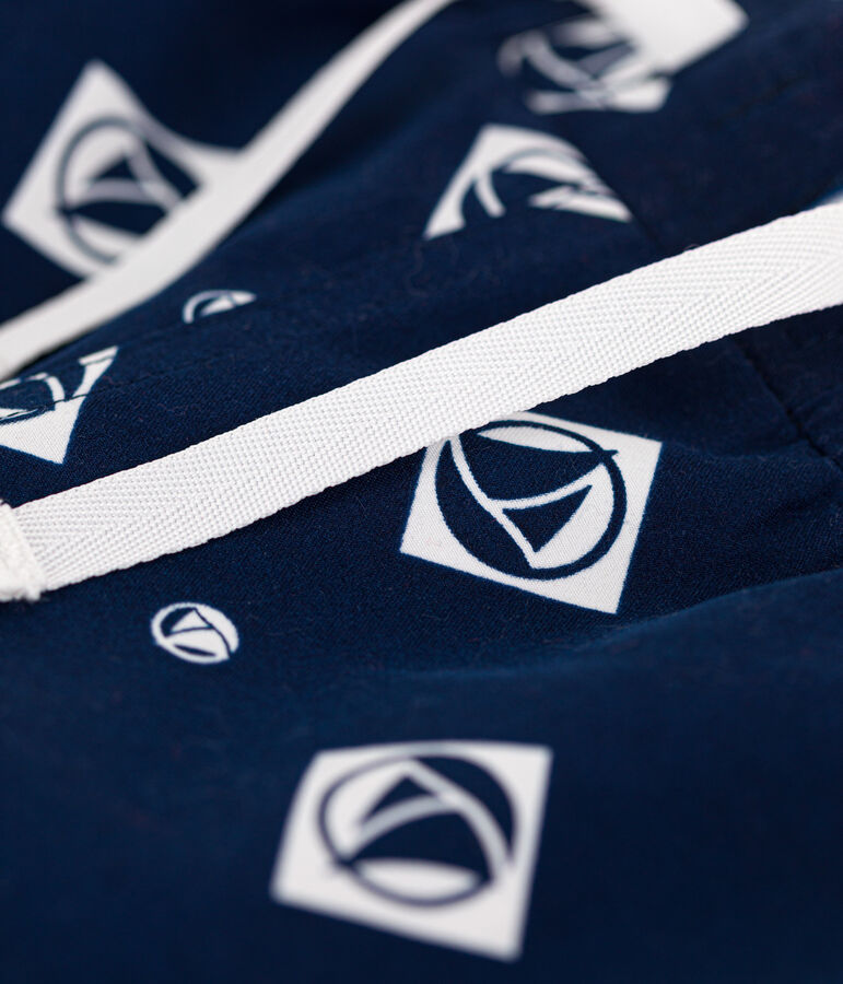 Ba&ntilde;ador reciclado estampado para ni&ntilde;o azul/crudo