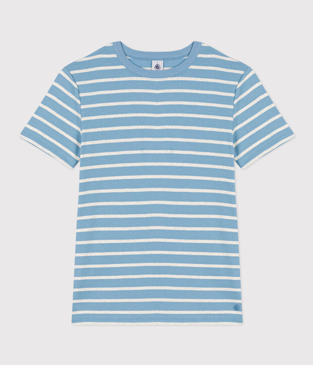 Camiseta L'ICONIQUE de algod&oacute;n con cuello redondo para mujer azul/beige