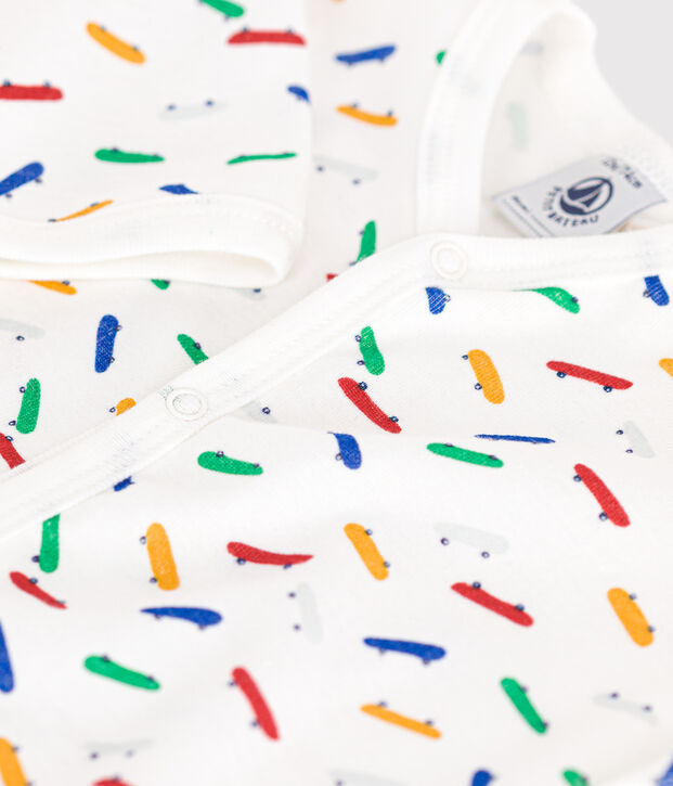 Pijama de algod&oacute;n con estampado de monopat&iacute;n para beb&eacute; blanco/multicolor