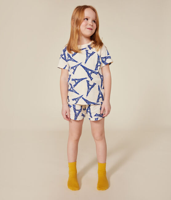 Pijama corto de algodón París para niño/niña blanco AVALANCHE/ MULTICO