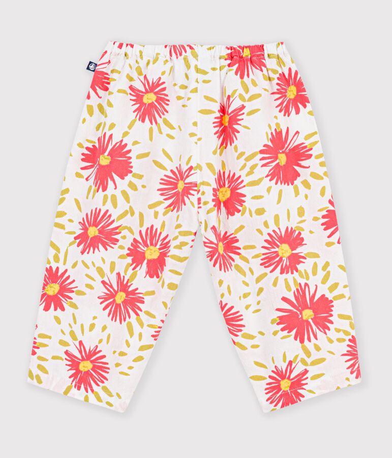 Pantal&oacute;n de algod&oacute;n con estampado de flores para beb&eacute; blanco/multicolor