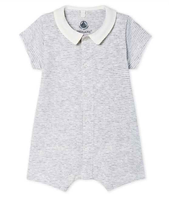 Bodyjama corto de punto para bebé gris POUSSIERE/blanco MARSHMALLOW