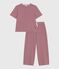 Pijama de manga corta y pernera ancha de algodón a rayas para mujer rojo AMARANTE/ MARSHMALLOW