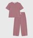 Pijama de manga corta y pernera ancha de algodón a rayas para mujer