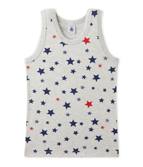 Camiseta sin mangas en jersey stretch estampado gris BELUGA/blanco MULTICO