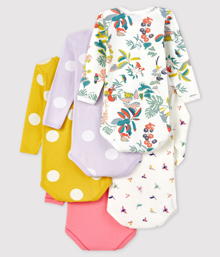 Juego de 5 bodis de manga larga para beb&eacute; ni&ntilde;a variante 1