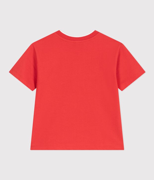 Camiseta infantil de manga corta de algod&oacute;n rojo