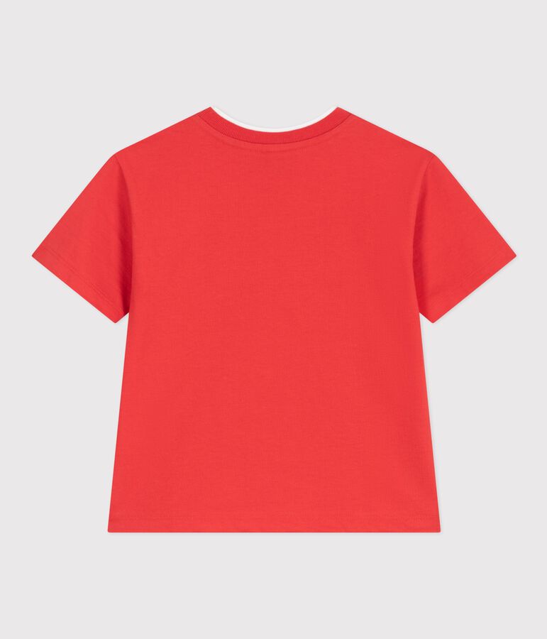 Camiseta infantil de manga corta de algod&oacute;n rojo