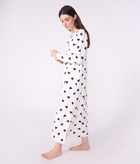 Camisón de algodón con estampado de corazón para mujer azul MILK/ SOIR