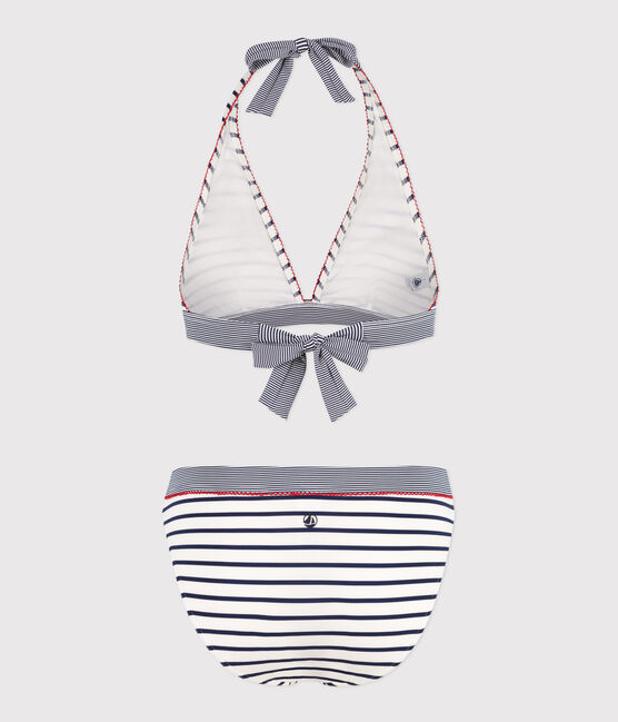 Bikini a rayas para mujer blanco MARSHMALLOW/azul MEDIEVAL