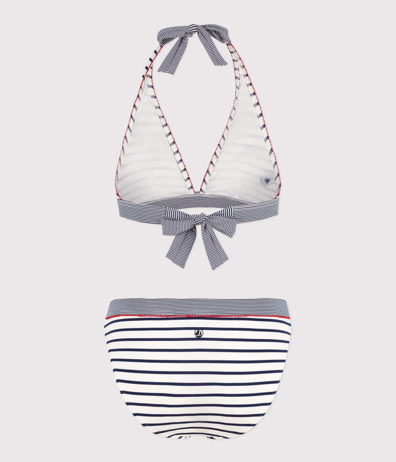 Bikini a rayas para mujer blanco/azul