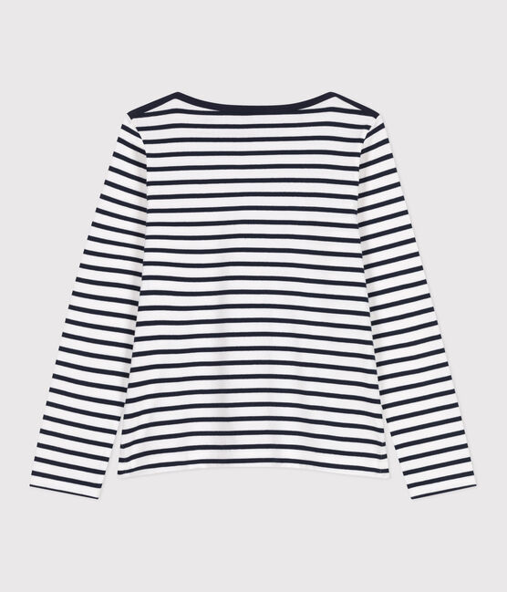 Marinera de algodón de manga larga para mujer blanco MARSHMALLOW/azul SMOKING