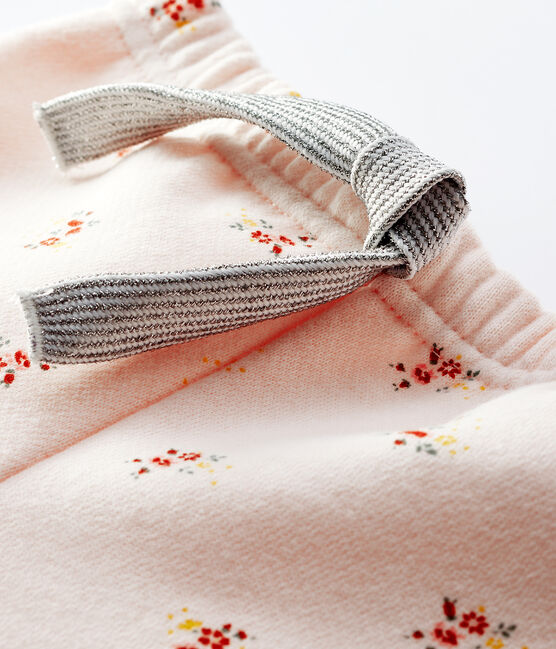 Pantalón estampado de felpa de bebé niña. rosa FLEUR/blanco MULTICO