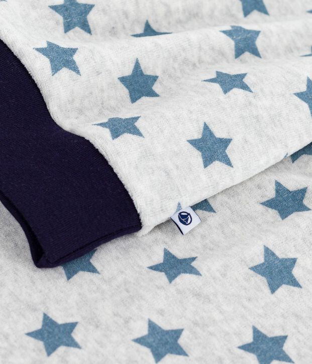 Pijama infantil de terciopelo con estampado de estrellas gris/azul